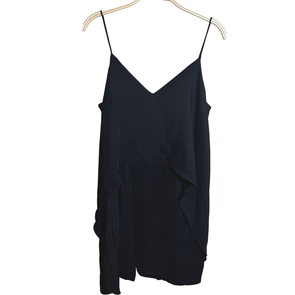 White House Black Market Black Layered High-Low V-Neck Camisole Top Size 6
